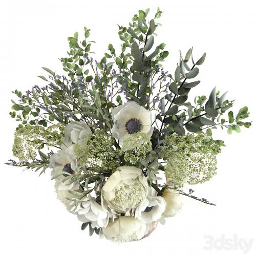 Bouquet with flowers and eucalyptus