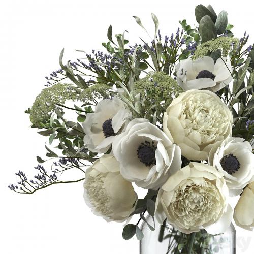 Bouquet with flowers and eucalyptus