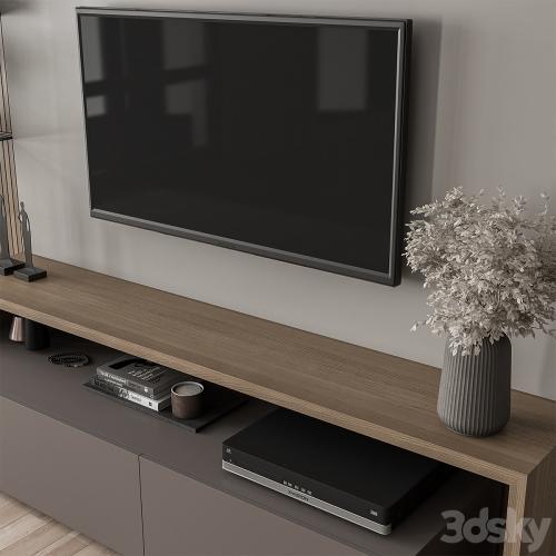 TV Wall Black and Wood - Set 36