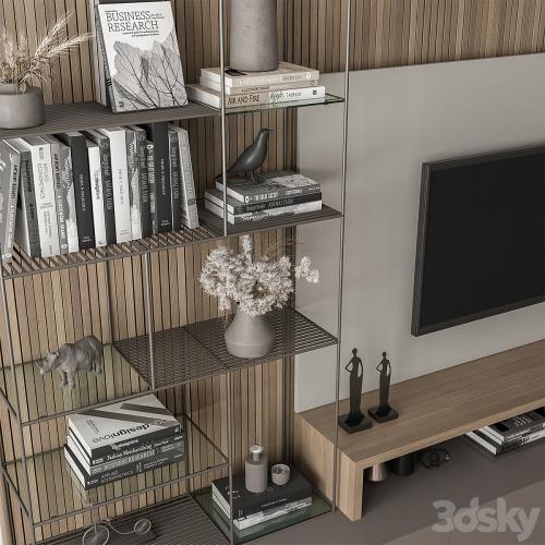 TV Wall Black and Wood - Set 36