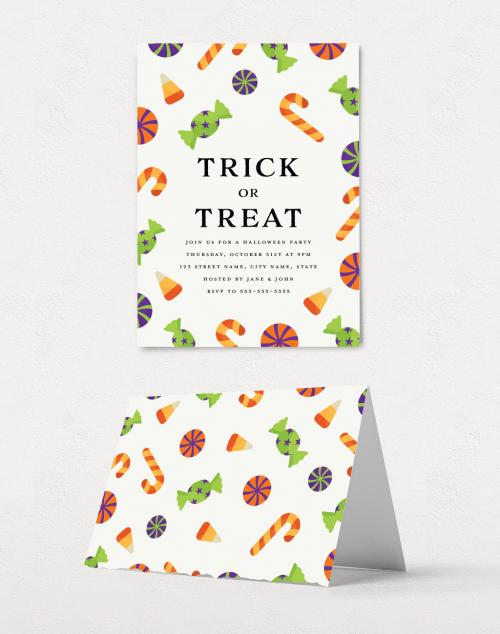 Graphic Kids Trick or Treat Party Invitation Layout - 293200774