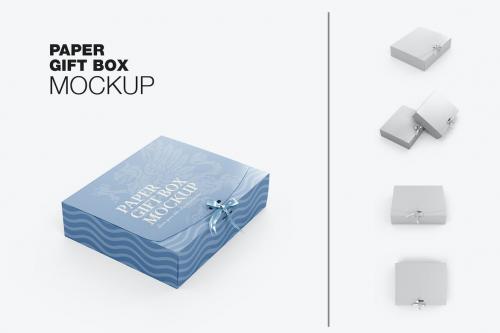 Wedding Glossy Gift Box Mockup