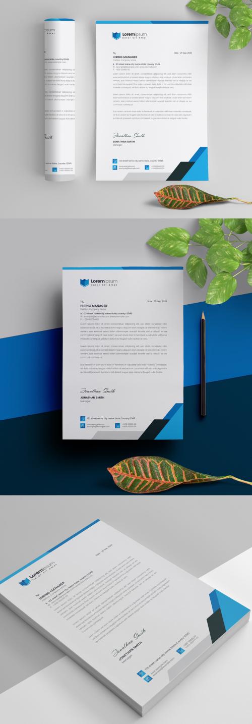 Letterhead Layout with Geometric Accents - 293403004