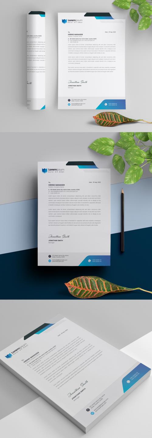 Letterhead Layout with Geometric Accents - 293403015