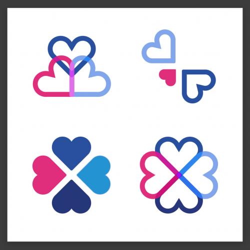 Pink and Blue Hearts Icon Set - 293424291