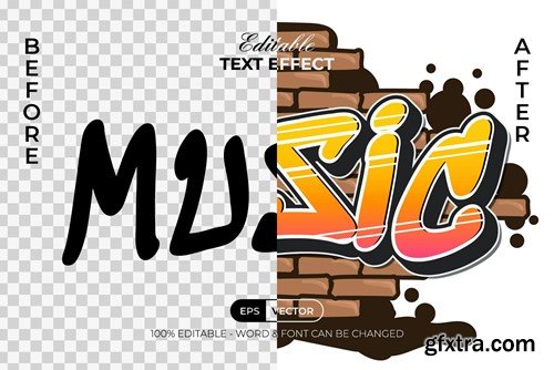 Music Text Effect Retro Graffiti Style 3LBHZNU