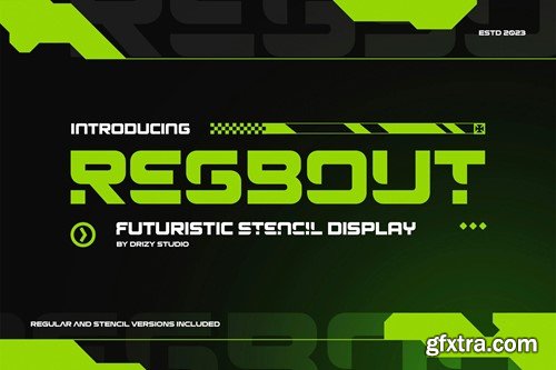 Regbout - Futuristic Stencil Font G645ZSZ