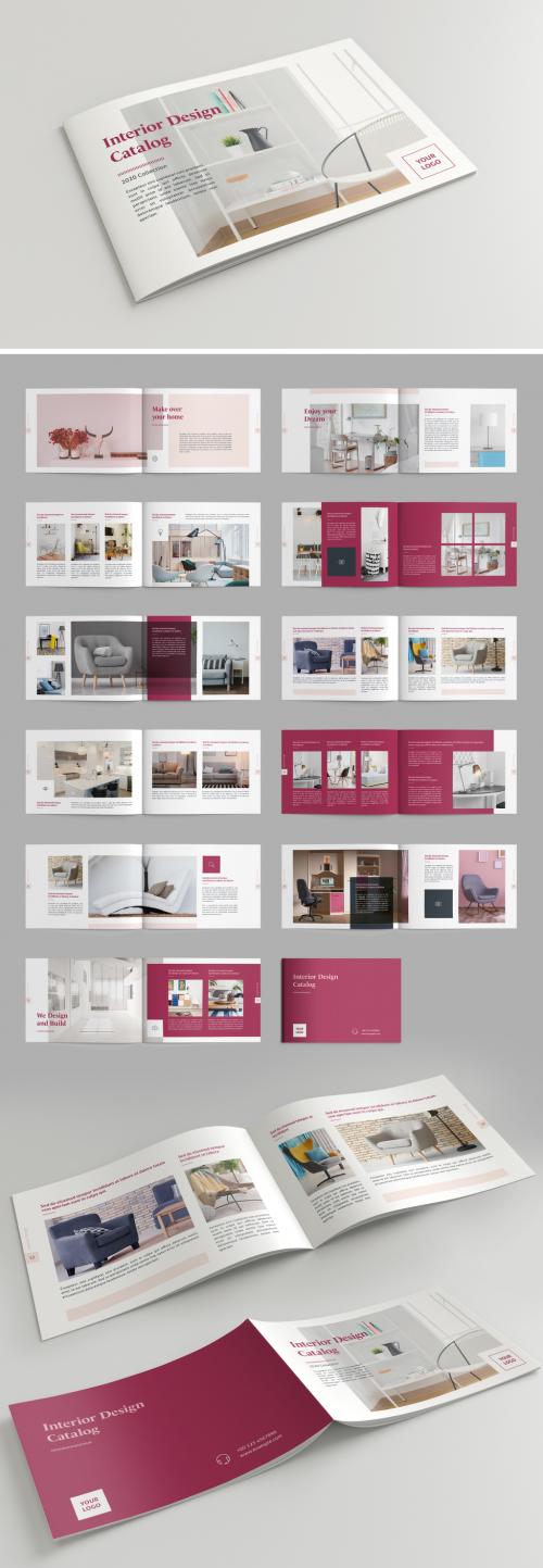 Brochure Layout with Dark Pink Accents - 293432379