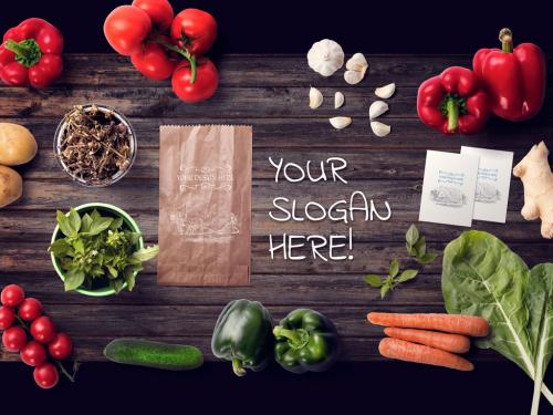 Organic Food Packaging Design Scene Mockup - 293649854