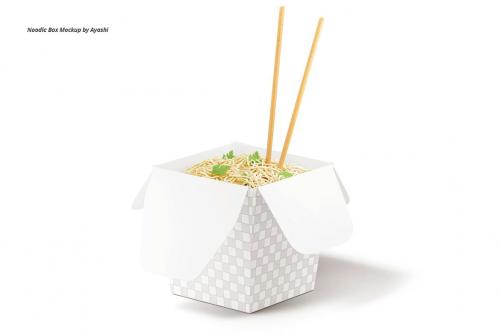 Noodle Box with Noodles Mockup