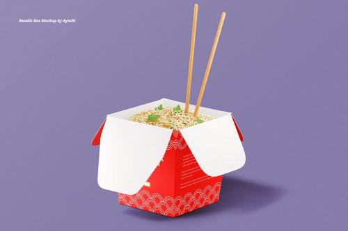 Noodle Box with Noodles Mockup