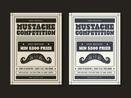 Vintage Mustache Competition Flyer Layout - 293680700