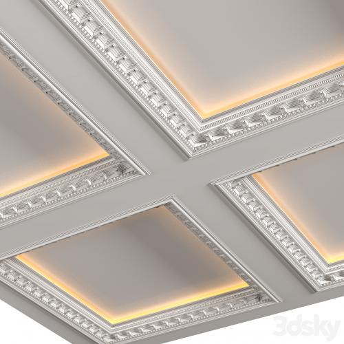 Modern coffered illuminated ceiling Art Deco style