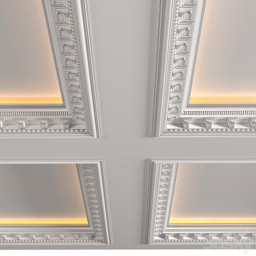 Modern coffered illuminated ceiling Art Deco style