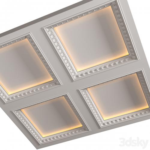 Modern coffered illuminated ceiling Art Deco style