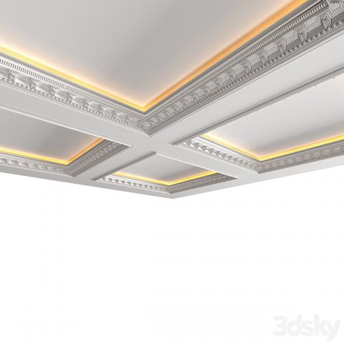 Modern coffered illuminated ceiling Art Deco style