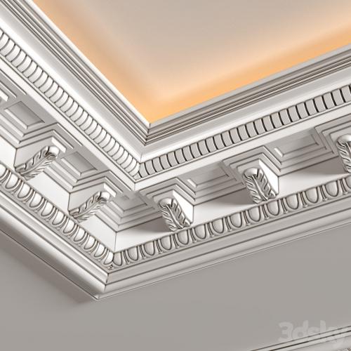 Modern coffered illuminated ceiling Art Deco style