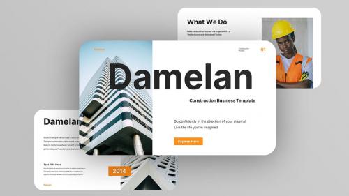 White Orange Modern Business Construction Profile