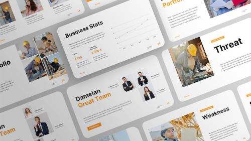 White Orange Modern Business Construction Profile