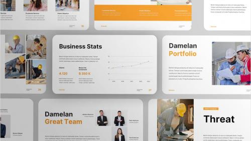 White Orange Modern Business Construction Profile