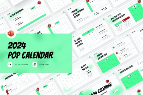 2024 Pop Art Calendar PowerPoint Template