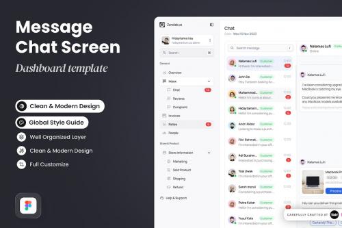 Zendisk - Message Chat Dashboard UI Kit Template