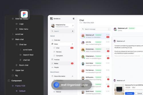 Zendisk - Message Chat Dashboard UI Kit Template