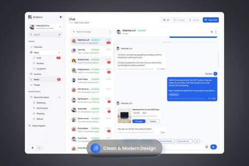 Zendisk - Message Chat Dashboard UI Kit Template