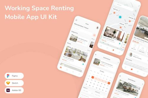 Working Space Renting Mobile App UI Kit