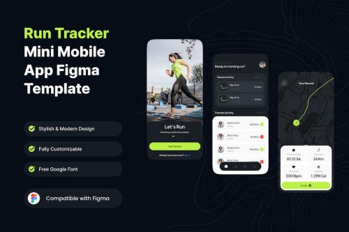 Run Tracker Mini Mobile App Figma Template