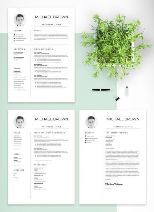 Minimal Resume and Cover Letter Set - 293874324