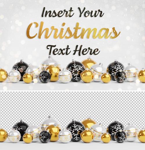 Web Christmas Card Mockup with Yellow Ornaments - 293877067