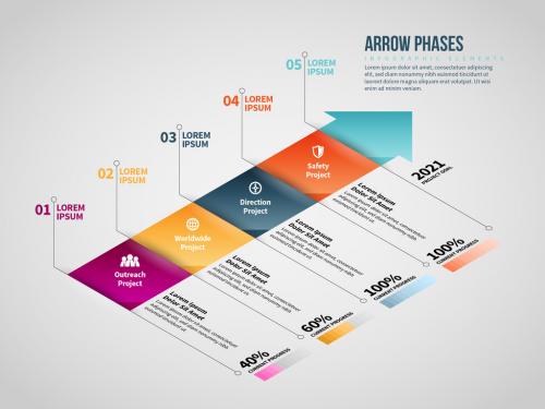 Isometric Arrow Phases Info Chart Layout - 294439820