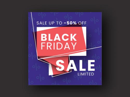 Black Friday Sale Card Layout with Red White and Blue Elements - 294645982