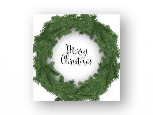 Christmas Card Layout with Illustrative Wreath - 294646130