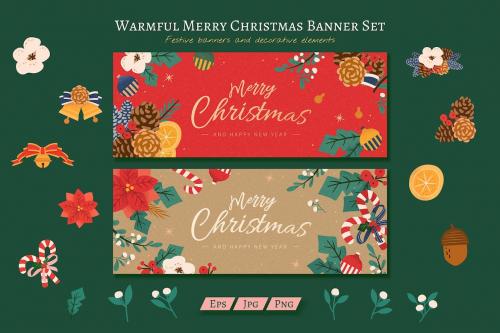 Christmas Holiday Banner Template Set