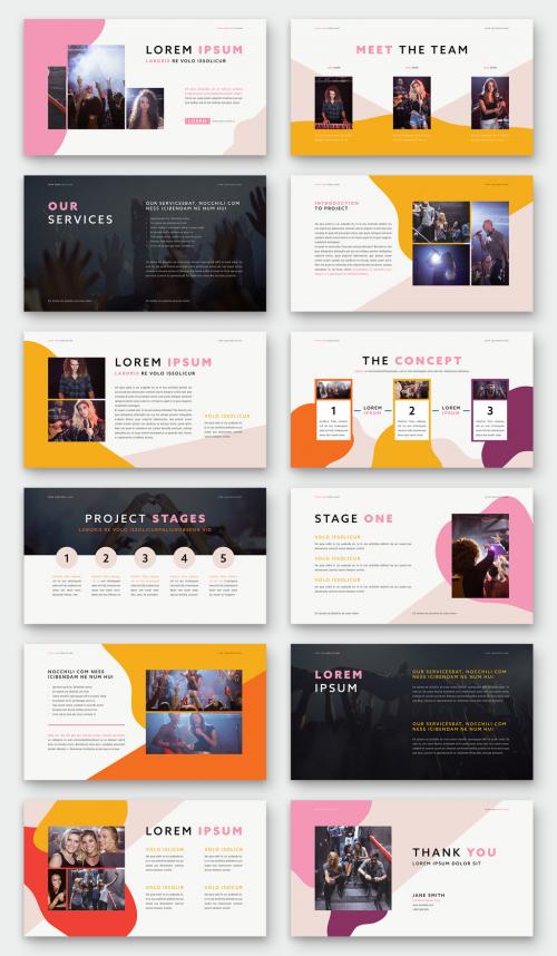 Presentation Layout with Pink Abstract Elements - 294687489