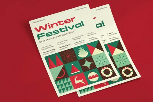 Geometric Christmas Event Poster Template