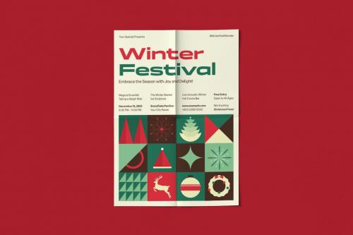 Geometric Christmas Event Poster Template