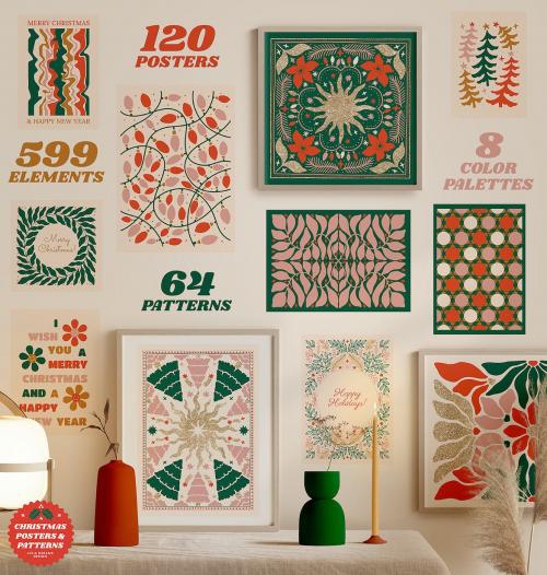 Christmas Posters Patterns Holidays Xmas New Year