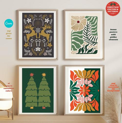 Christmas Posters Patterns Holidays Xmas New Year