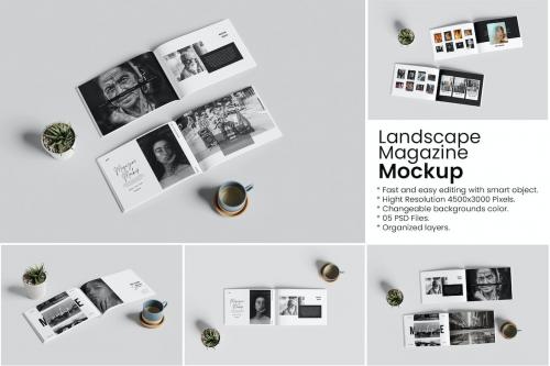 Realistic Landscape Magazine Mockup