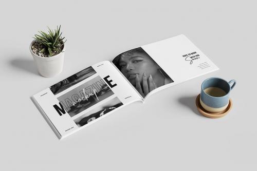 Realistic Landscape Magazine Mockup