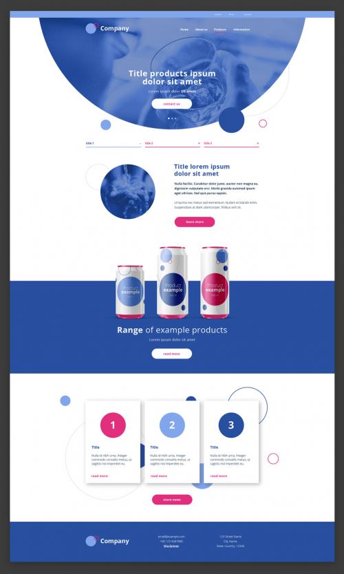 Product Page Website Design Layout with Blue and Pink Accents - 294951508