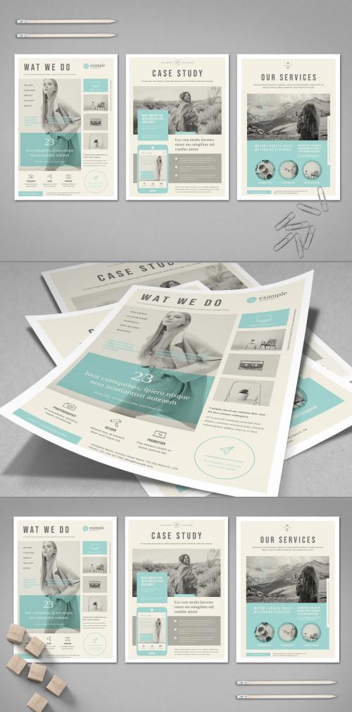Beige Flyer Layout with Pale Blue Accents - 295114425