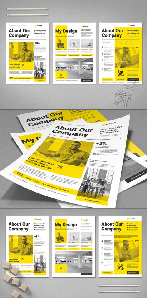 Black and White Flyer Layout with Yellow Elements - 295114444