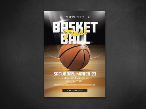 Basketball Game Flyer Layout with Illustrative Elements - 295127813