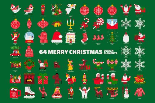 64 Merry Christmas Design Elements