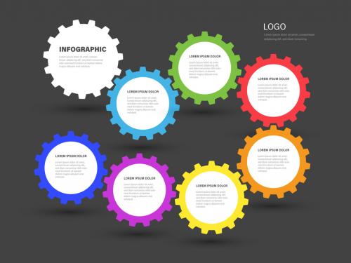 Info Chart Layout with Colorful Gear Elements - 295156641