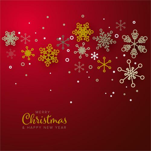 Web Christmas Card Golden Snowflakes Layout - 295163759